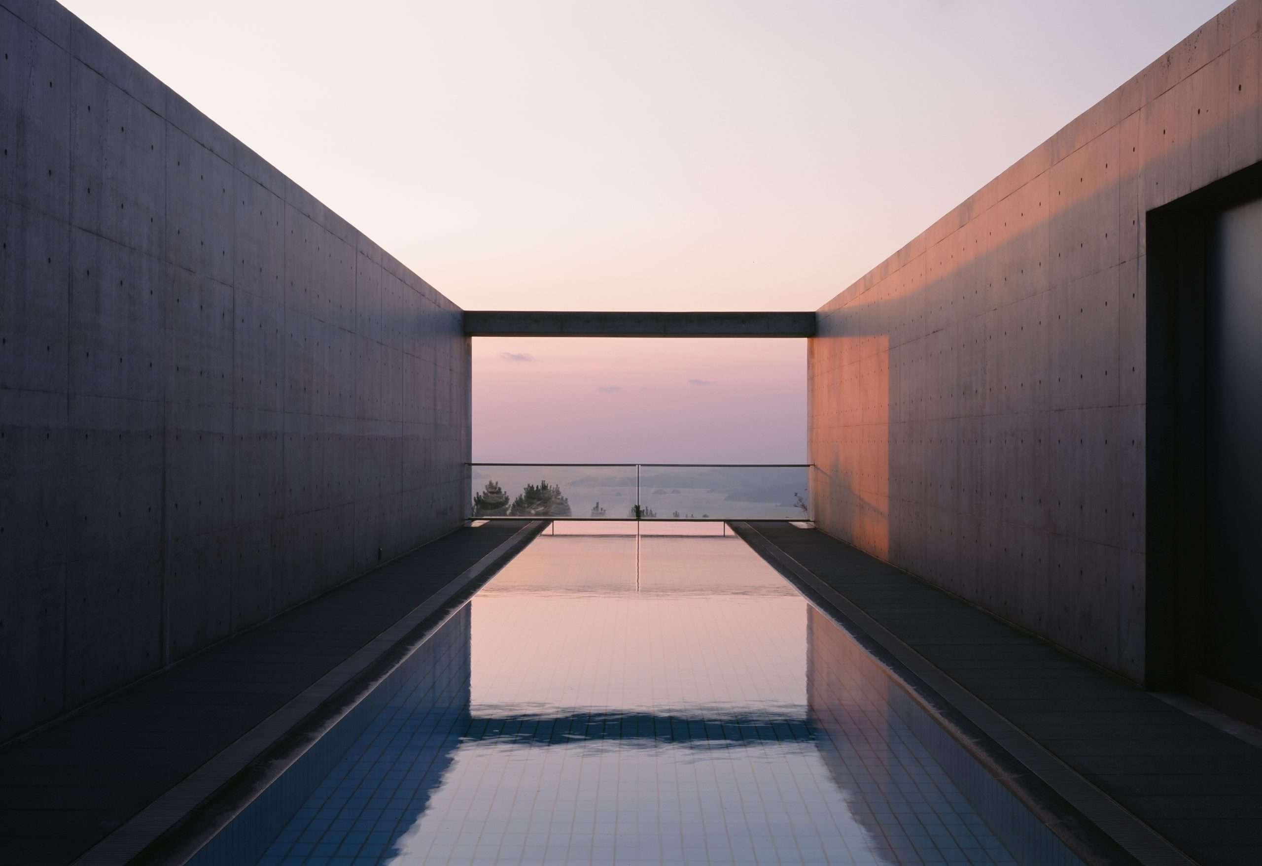 sunset at outside pool