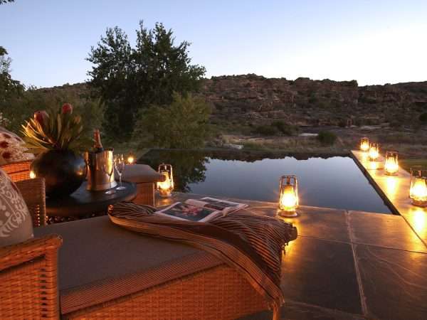 28. Bushmans Kloof Supreme Suite pool evening