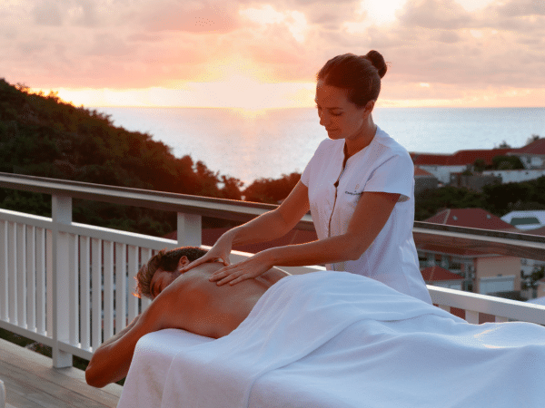 Massage terrasse coucher de soleil